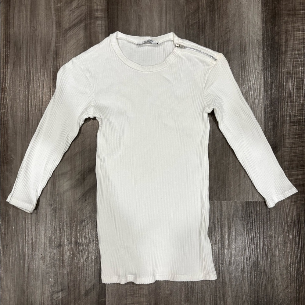 Zara Cream Ribbed Knit Top